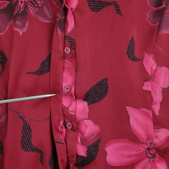 Vintage Fred David Womens Shirt Button Down Red Floral Long Sleeve L - Picture 8 of 11